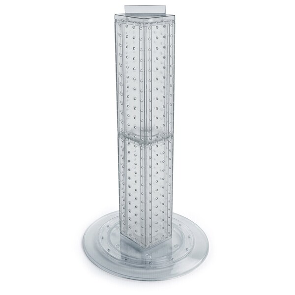 Four-sided 4"W x 24"H Pegboard Tower W/ Revolving 14.5" Base